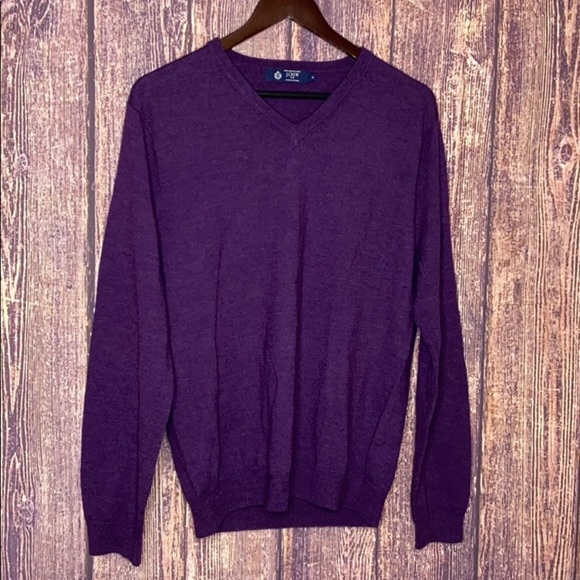 J. Crew Factory Sweaters | J. Crew Factory 100% Merino Wool Purple Sweater Mens Size Medium V Neck Soft | Color: Purple | Size: M | Hangry_Hangers's